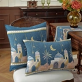 Blue Middle Eastern star moon pillow cover and table runner set for sofa decoration - Blue Base Moon Pink Castle