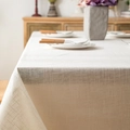 Waterdicht gebroken wit linnen tafelkleed met geweven textuur en soepele val - Wit / Standaard