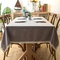 Detail of taupe rectangle tablecloth featuring elegant beige crochet lace fringe border - Pillow 42x42 (With Core) / Beaded Border Style / Gray