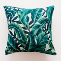 Housse de coussin carrée en coton et lin avec imprimé feuilles de palmier tropicales - Feuille de Palmier à Plusieurs Couches (JC-004)