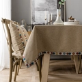 Mantel moderno minimalista impermeable con bordes de cinta de pompones coloridos - Almohada (con Relleno) / Café Con Borde de Bolas