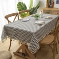 Modern grey and white geometric triangle tablecloth with tassel fringe on wood table - 60x60cm / Gray Triangle with Tassel