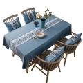 Tovaglia nordica impermeabile blu-grigio con runner geometrico e cuscini abbinati - 100x135 / Motivo in Pietra Blu
