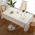 Tovaglia rettangolare in lino impermeabile con ricamo giallo e bordo in pizzo - Stile Ricamo a Diamante e Pizzo / 140x100
