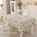 Close-up of cotton linen tablecloth featuring cartoon forest trees and fox patterns - Small Square / Fairytale Garden