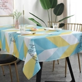 Mantel nórdico geométrico impermeable con diseño de triángulos amarillos y azules - 100x135 / Rombo Azul