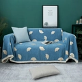 Dicker Chenille-Sofabezug mit blauem Ginkgo-Jacquard und elegantem Spitzenrand - 180x150 / Ginkgoblatt Blau