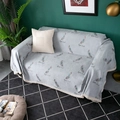 Thick chenille sofa cover with feather pattern and lace trim for living room decor - 180x150 / Feather-Gray