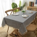 Modern grey tablecloth with white chevron pattern and fringe tassels for dining tables - 60x60cm / Grey Chevron With Tassels