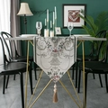 Jacquard chenille table runner with fringe tassel in European vintage floral design - 32X300 / White Triangle With Tassels
