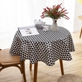 Nordische runde Tischdecke mit schwarz-weißen geometrischen Mustern und Fransen - Rund 150cm / Schwarzes Dreieck