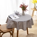 Runde Tischdecke aus Baumwoll-Polyester mit grauem Dreiecksmuster und Fransenrand - Rund 150cm / Graues Dreieck
