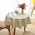 Nordische runde Tischdecke mit grün-weißem Karomuster und Quastenverzierung am Saum - Rund 150cm / Grünes Karo
