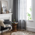 Modern grey and white chevron curtain with boho fringe tassels in a bright minimalist room - 150x160 / Grey Trapezoid Tassel With Hooks