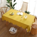 Modern bright yellow rectangle cotton tablecloth with elegant ruffled edges in a cozy home - 90x90cm / Yellow Ruffle
