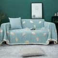 Dicker hellblauer Chenille-Sofabezug mit Blattmustern und eleganter Spitze - 180x150 / Ginkgoblat-Grün
