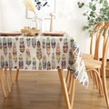 Bohemian rectangle tablecloth with colorful feather patterns in a cozy dining room - 100x140cm / Yarn Dyed Feather (Hemmed)