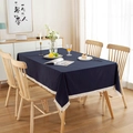Modern navy blue washed cotton tablecloth with white tassels on a wooden dining table - 60X60CM (Set of 2) / Navy Blue (Dense Tassels)