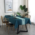 Nordic style waterproof rectangular tablecloth with dark teal and light blue geometric print - Letter Green