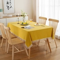 Modern minimalist yellow washed cotton tablecloth with white decorative tassels - 60X60CM (Set of 2) / Bright Yellow (With Tassels)