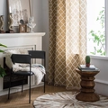 Rideau jaune à motif géométrique de trèfles avec des franges décoratives pour fenêtres - 150x180 / Jaune Moutarde Treillis Gland Crochet