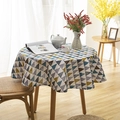 Modern Nordic round tablecloth with colorful geometric triangle patterns and fringe edge - Round 150cm / Yellow-Green Triangle
