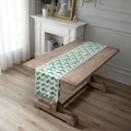 Jacquard wave chenille table runner with tassels on wooden surface in a cozy room - Green Ripple With Ball
