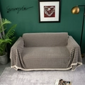 Thick chenille houndstooth sofa cover with delicate white lace trim in a modern living room - 180x150 / Houndstooth-Rice Pink
