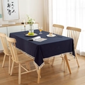 Minimalist solid dark blue cotton table runner with white cotton decorative tassels - 60X60CM (Set of 2) / Navy Blue (With Tassels)