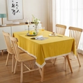 Modern bright yellow cotton linen tablecloth with elegant white tassel fringe edges - 60X60CM (2 Pieces/Pack) / Washed Cotton Yellow (Dense Tassels)