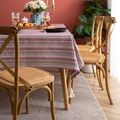 Mantel bohemio de rayas florales con borlas blancas para decoración de mesa de comedor - 100x140cm / Flor colorida