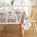 Nappe vintage imprimé carte du monde avec élégante bordure en dentelle blanche en coton - 60x60cm / Carte