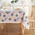 Nappe rectangulaire en coton mélangé avec feuilles tropicales et bordure en dentelle - Feuilles De Monstera Roses Bordées De Dentelle / 60X60CM (2 Pièces)