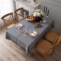 Nappe moderne à motif pied-de-poule avec glands à franges grises et grille géométrique - 135x180 / Grille Grise Avec Gland