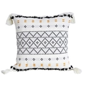 Federa per cuscino boho in maglia con motivi geometrici neri e dettagli gialli - Stile Quadrato Geometrico Nero (Federa E Imbottitura)