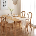 Pastoral hollow crochet table runner with lace tassels on a solid wood dining table - 24x140 / Beige