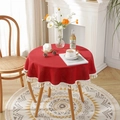 Tovaglia rotonda rossa impermeabile con nappe bianche per tavolini da caffè in stile nordico - Stile Impermeabile Nappine / Bordeaux