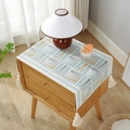 Modern geometric stripe bedside table cover with cream tassels and multi-color pattern - 35cmx60cm / Yellow Green Conic Geometric
