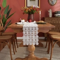 Chemin de table en dentelle blanche avec motif floral ajouré 3D pour mariage - 28*100 / Blanc