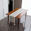 Runner da tavolo geometrico con nappe in design boho grigio e giallo moderno - Stile Zig Zag Blu Nero