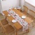 Spring floral table runner with colorful flowers on white polyester for Easter dining - 30*260 / Floral Leaf Print