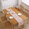 Modern Easter table runner with colorful eggs and floral print on white thick cotton - 30*260 / Easter Egg Print