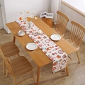 Modern Easter table runner with cartoon rabbits and rainbows on a light linen fabric - 30*260 / Rabbit Butterfly Print