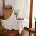 French style white washed cotton curtain with elegant ruffled edges for home and hotel - Ruffle (Rod Pocket) / 150x160 / White