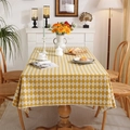 Nappe à carreaux jaune gingembre en coton-polyester avec un tissu épais et durable - 60x60cm / Argyle Jaune et Blanc