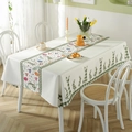 Waterproof Easter tablecloth with green plaid bunnies, eggs and floral spring patterns - Center Green Plaid Rabbit
