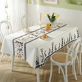 Waterproof polyester Easter tablecloth with bunny, flower patterns and plaid borders - 135x200cm / Center Black Plaid Rabbit