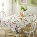 Waterproof Easter tablecloth featuring green plaid bunnies and colorful eggs on white fabric - Full Green Plaid Rabbit Print