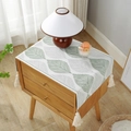 Nordic nightstand cover with green leaf jacquard pattern and elegant beige tassels - Green Leaf Pattern (Green Leaf Pattern) / 35*50cm