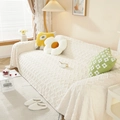 Copridivano spesso in peluche bianco crema con trama a rombi per arredamento casa - 180x180 / Bianco